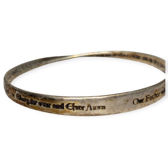 Laura Elliot DVB 925 Sterling Silver Mobius Bangle Bracelet w/The Lords Prayer - Picture 2 of 7